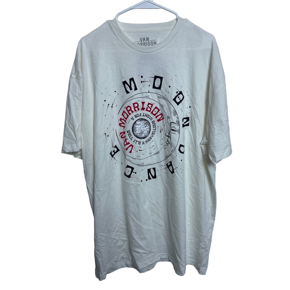 Van Morrison Moondance Graphic‎ T-Shirt Mens XXL Cream 1970 Album Rock Band Tee